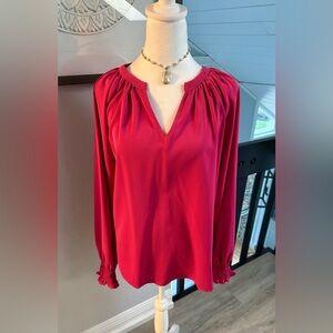 Zeagoo Deep Pink Blouse with Gathered Sleeves